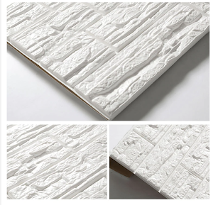 Tapet autoadeziv caramizi albe, 77 x 70 cm, spuma moale 3D