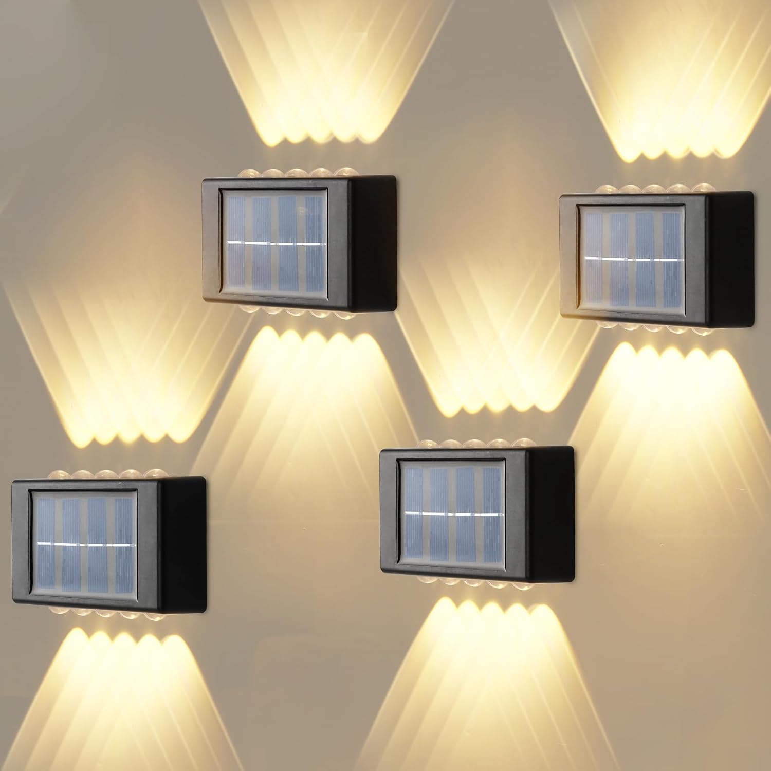 Pachet 4+2 CADOU Lampi Solare de Perete cu 10 LED Iluminare Sus Jos