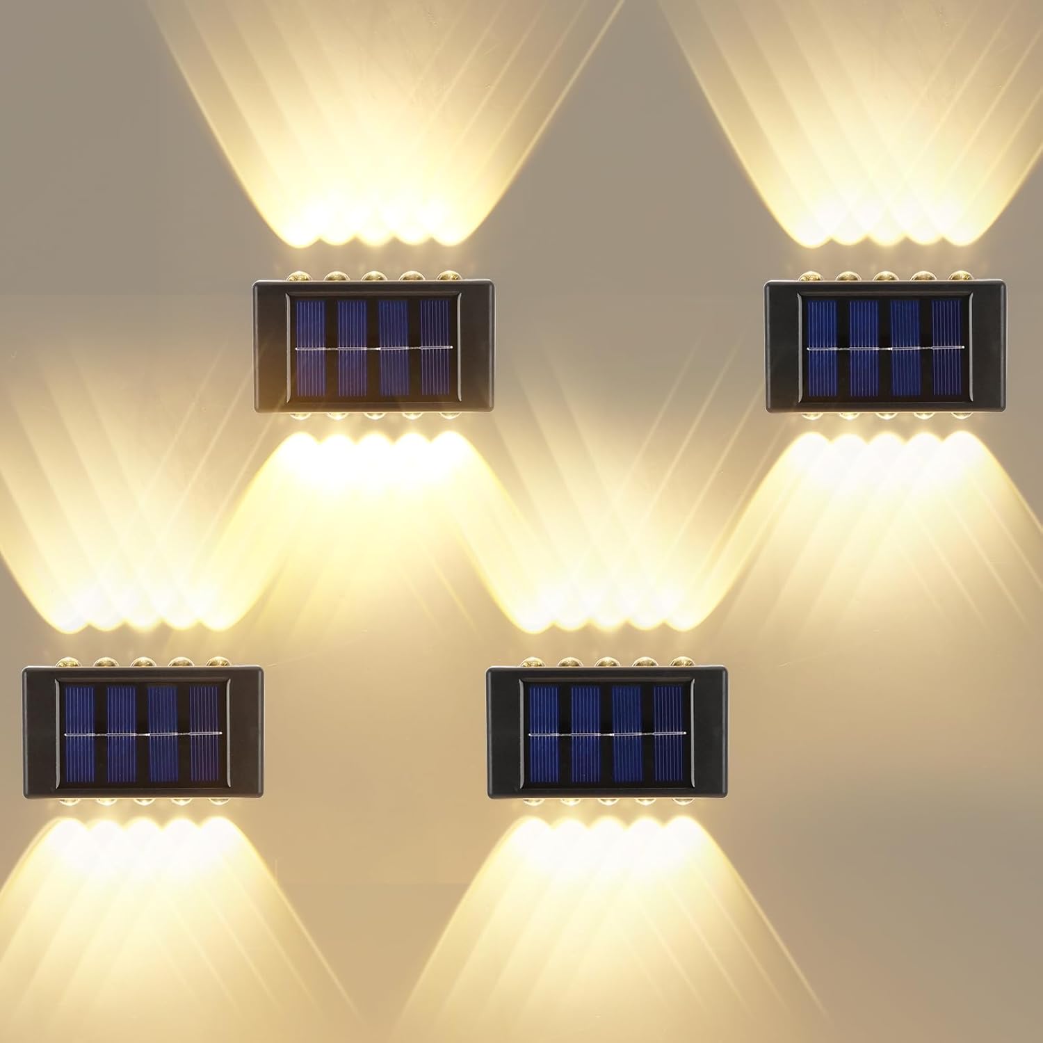 Pachet 4+2 CADOU Lampi Solare de Perete cu 10 LED Iluminare Sus Jos