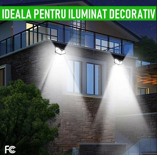 Set 8 Lampi solare 100 LED, cu senzor de miscare + Lanterna Cadou