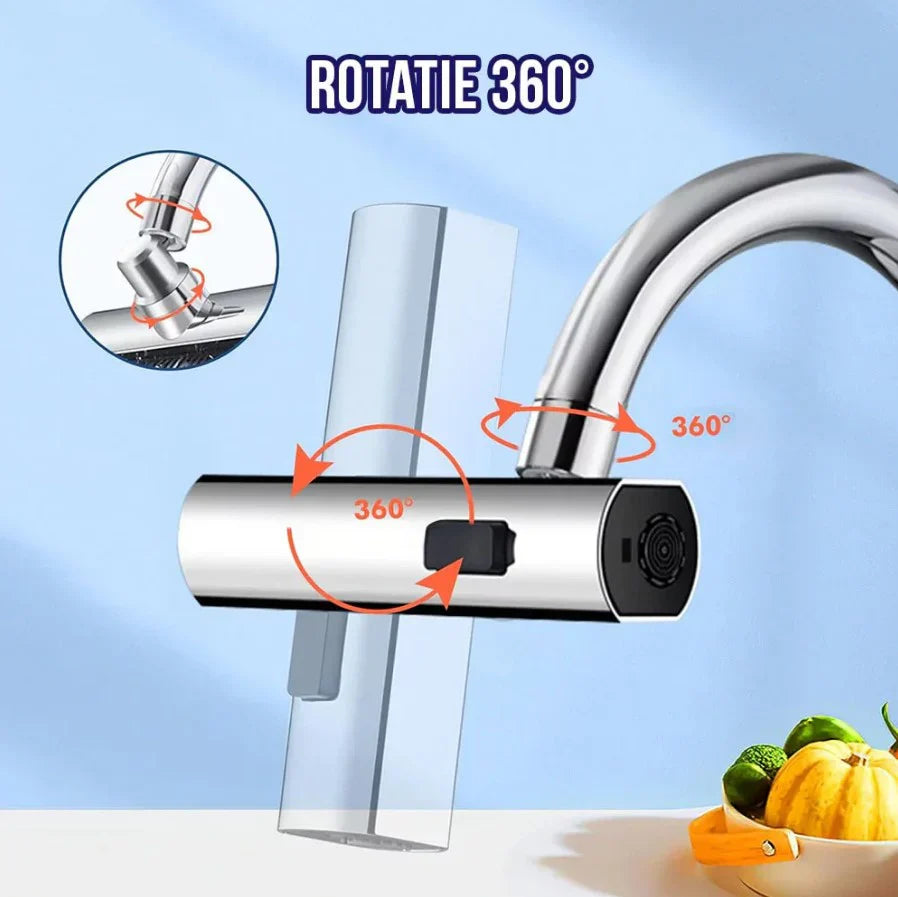 1+1 CADOU Extensie robinet 3 in 1, 360°, 3 moduri de functionare, cupru, argintiu