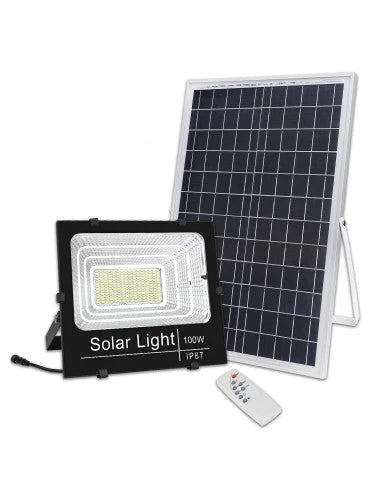 1+1 CADOU Proiector Solar 100W Jortan, lampa incarcare solara + panou solar rezistent la apa, telecomanda