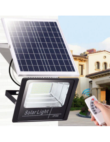 1+1 CADOU Proiector Solar 100W Jortan, lampa incarcare solara + panou solar rezistent la apa, telecomanda