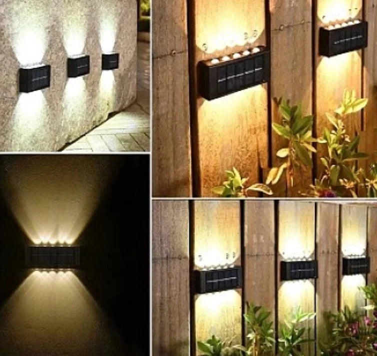 Pachet 4+2 CADOU Lampi Solare de Perete cu 10 LED Iluminare Sus Jos