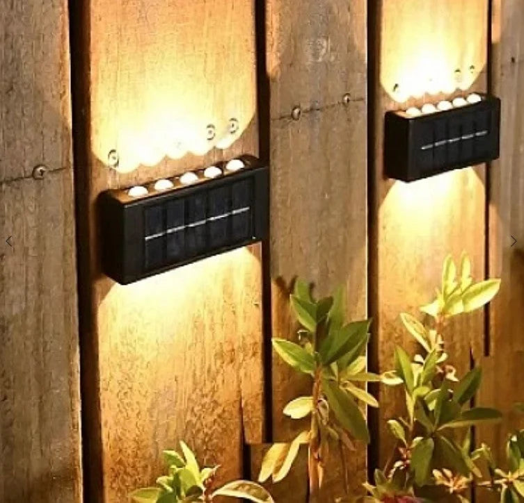 Pachet 4+2 CADOU Lampi Solare de Perete cu 10 LED Iluminare Sus Jos