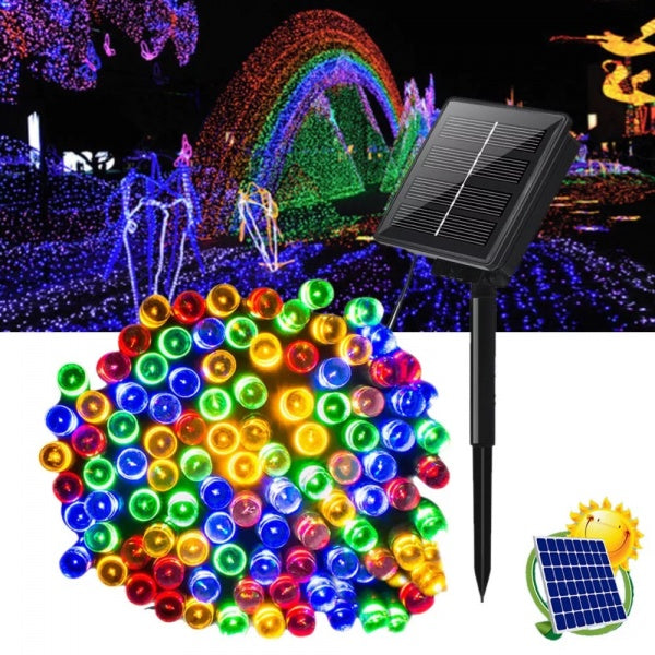 Instalatie solara pentru exterior IP44, 1000 led-uri, 100m, liniara, multicolor