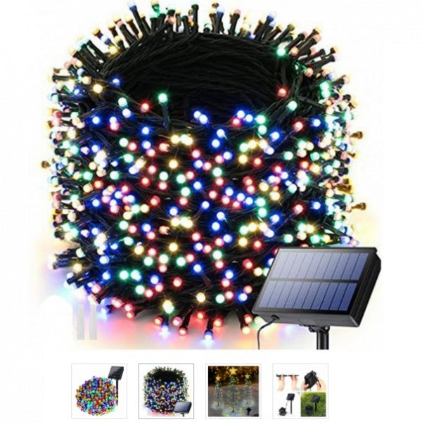 Instalatie solara pentru exterior IP44, 1000 led-uri, 100m, liniara, multicolor