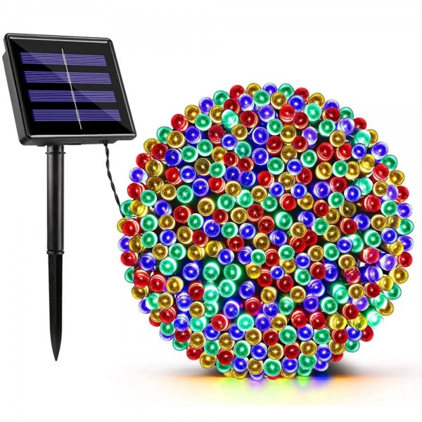 Instalatie solara pentru exterior IP44, 1000 led-uri, 100m, liniara, multicolor
