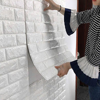 Tapet autoadeziv caramizi albe, 77 x 70 cm, spuma moale 3D