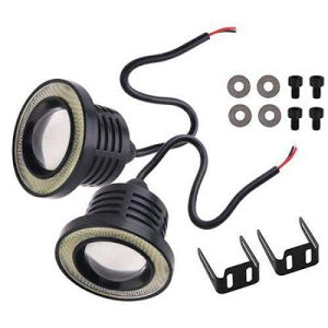 Set 2 proiectoare auto cu LED Angel Eyes, 76 mm, lumina alba