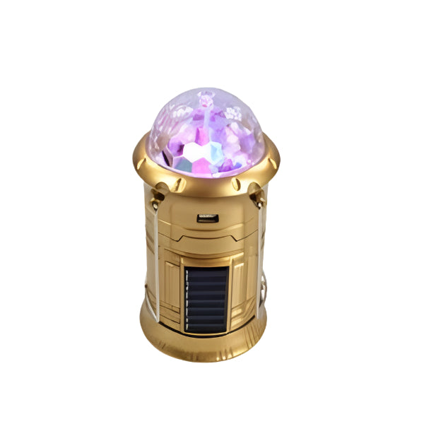 Felinar led reincarcabil, solar, cu lanterna 6 LED-uri, mufa USB si glob disco RGB