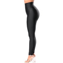 Colanti pentru femei slimfit, Lycra, textura lucioasa, Negru