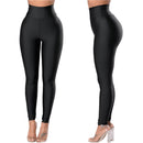 Colanti pentru femei slimfit, Lycra, textura lucioasa, Negru