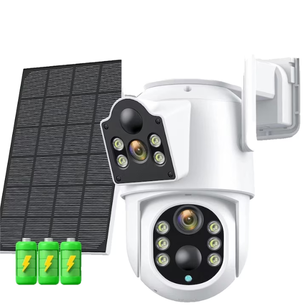 Camera de supraveghere solara exterior Jortan, 4K, duala, WIFI, viziune nocturna color, rezistenta la apa