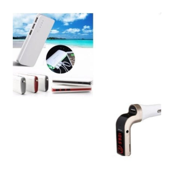 Pachet Power Bank 20000 mah cu 3 USB + modulator auto FM bluetooth G7
