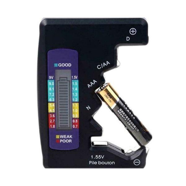 Verificator universal de baterii, tester de baterii pentru 7 baterii de tip C AA AAA DN 9V (6F22) si 1,55 V